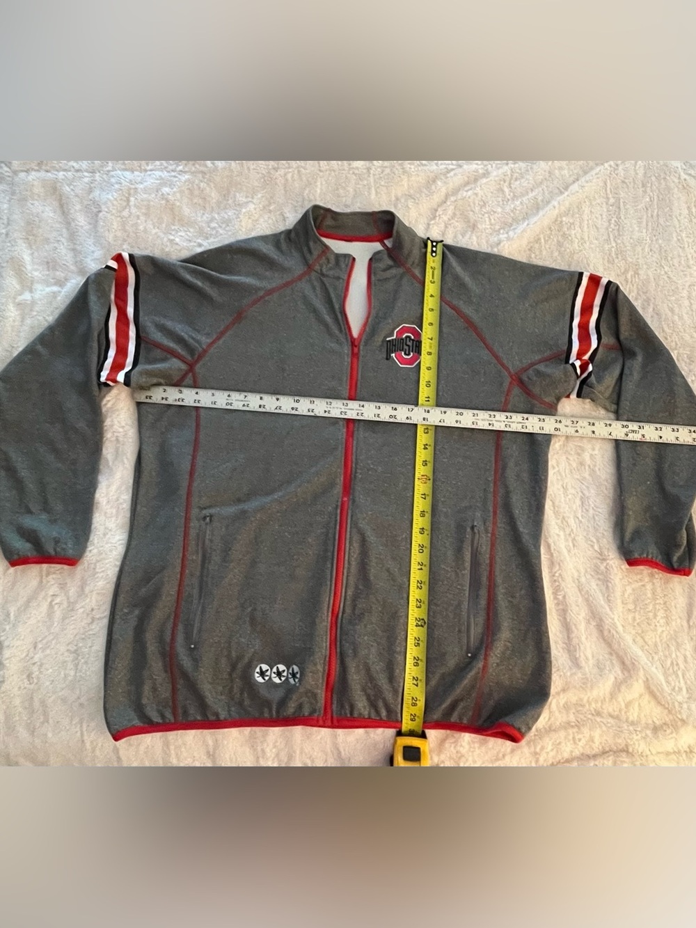 Ohio State Embroidered Scarlet & Gray Full-Zip Jacket Unisex(Womens 2X)(MensXL)